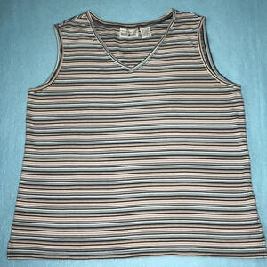 WHITE STAG stretch striped v-neck tank top size XL